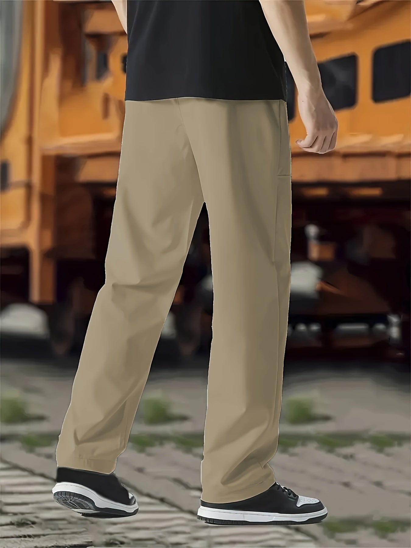 Men's Plus Size Casual Pants Loose Fit Straight Leg All-Season Solid Color