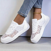 Women Lace Sneakers Breathable Fabric Floral Pattern Casual Comfortable Shoes
