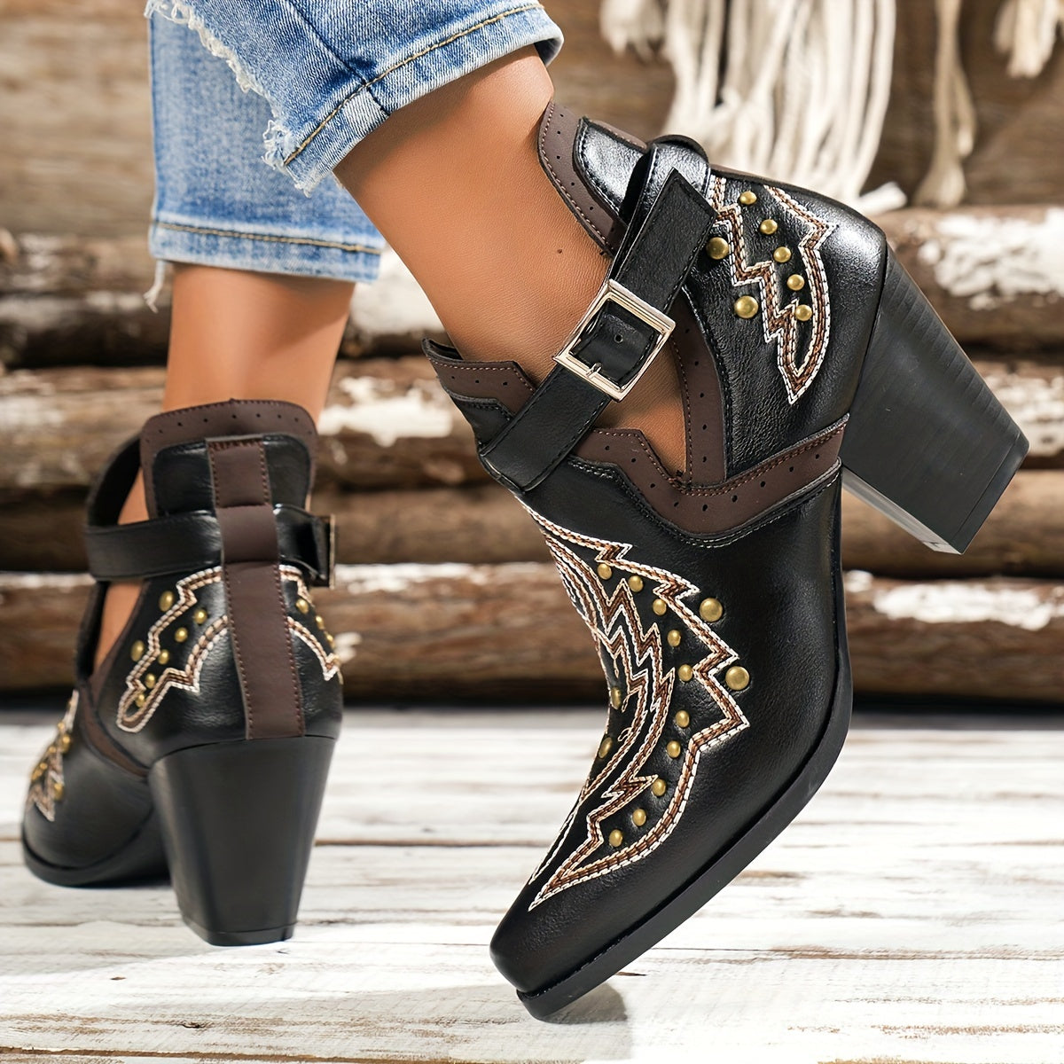 Women's Ankle Boots Slip-On Vintage Fashion for Festivals Vacation