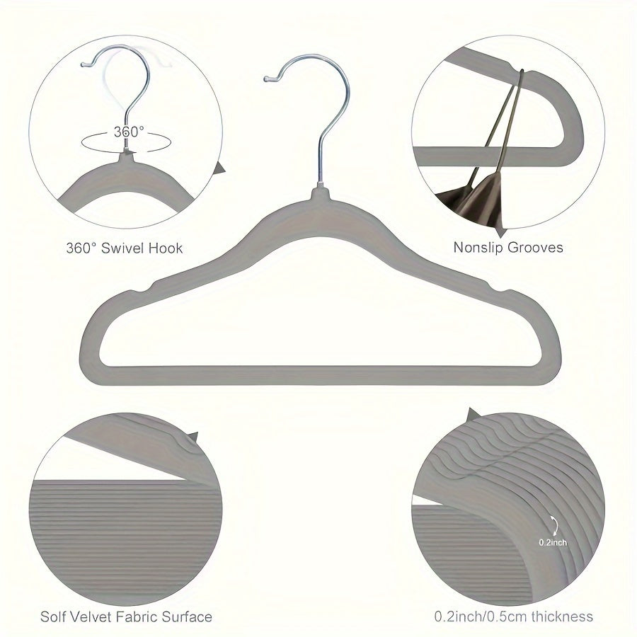 Set of 50 Non-Slip Baby Clothes Hangers with 360° Swivel Hook Velvet Infant Toddler Wardrobe Organizer