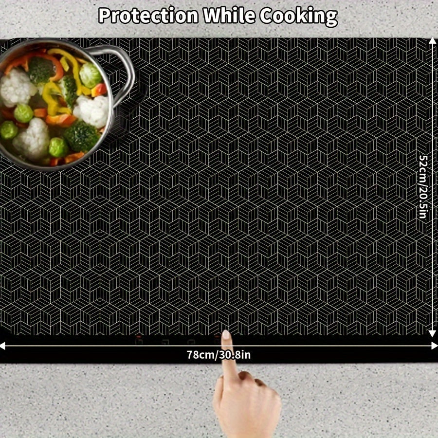 Large Spandex Cooktop Mat 78x52 cm Non-Slip Heat-Resistant Stove Protector