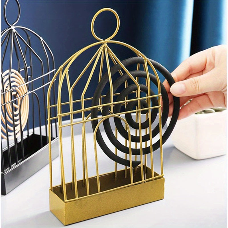 Metal Mosquito Coil Holder with Hanging Bird Cage Design for Indoor Outdoor Use