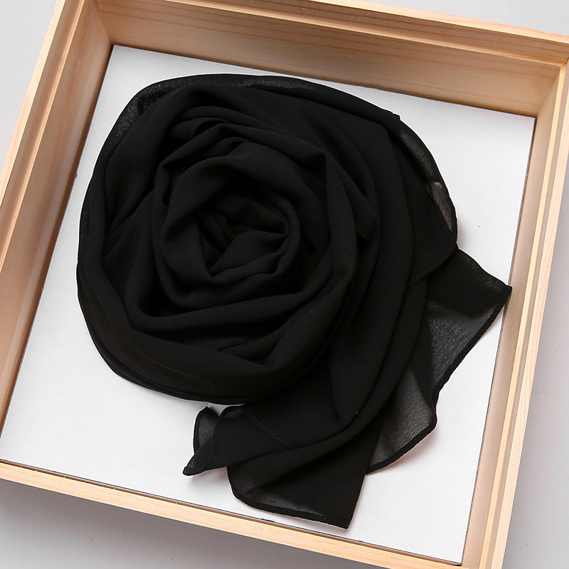 Women's Chiffon Hijab Scarf Long Shawl Lightweight Hair Wrap Solid Color