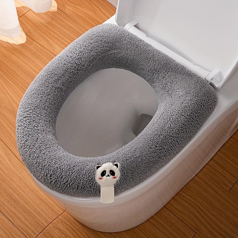 Soft Cartoon Solid Color Toilet Seat Cover with Handle