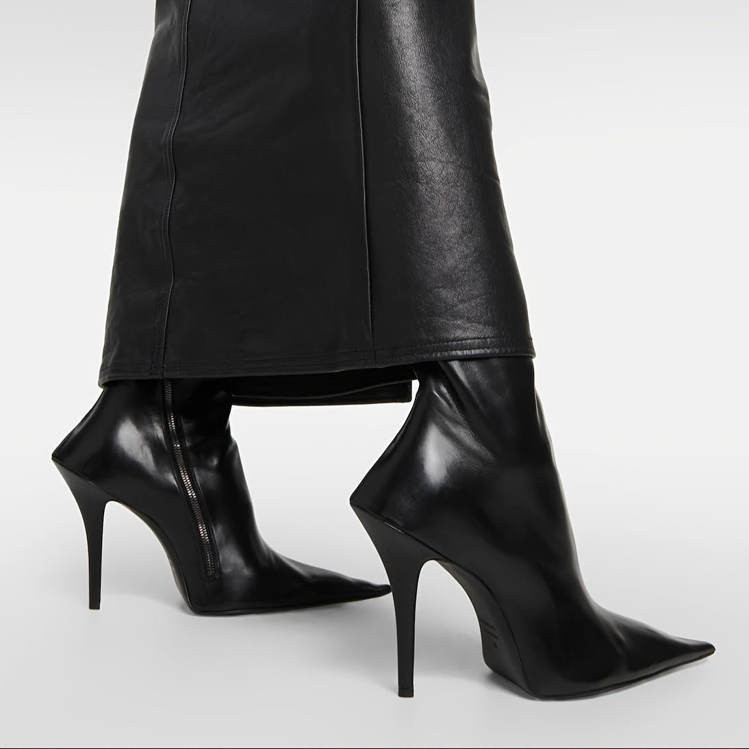 Women's Faux Leather Pointed Toe Side Zipper Ankle Heels for Party