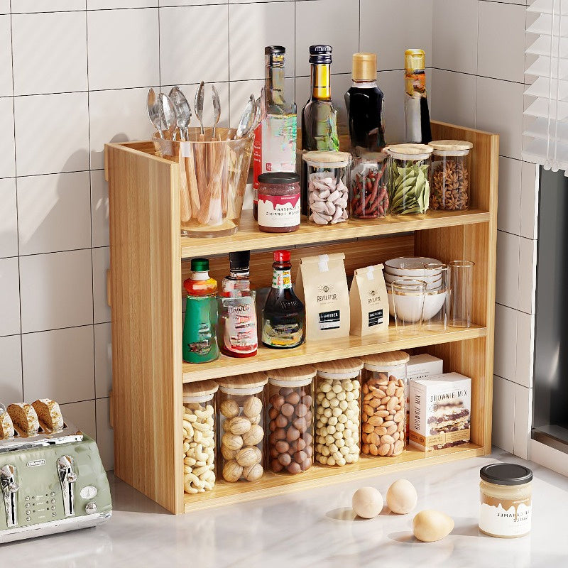 Wooden Multi-Tier Spice Rack Organizer for Kitchen Countertop Storage