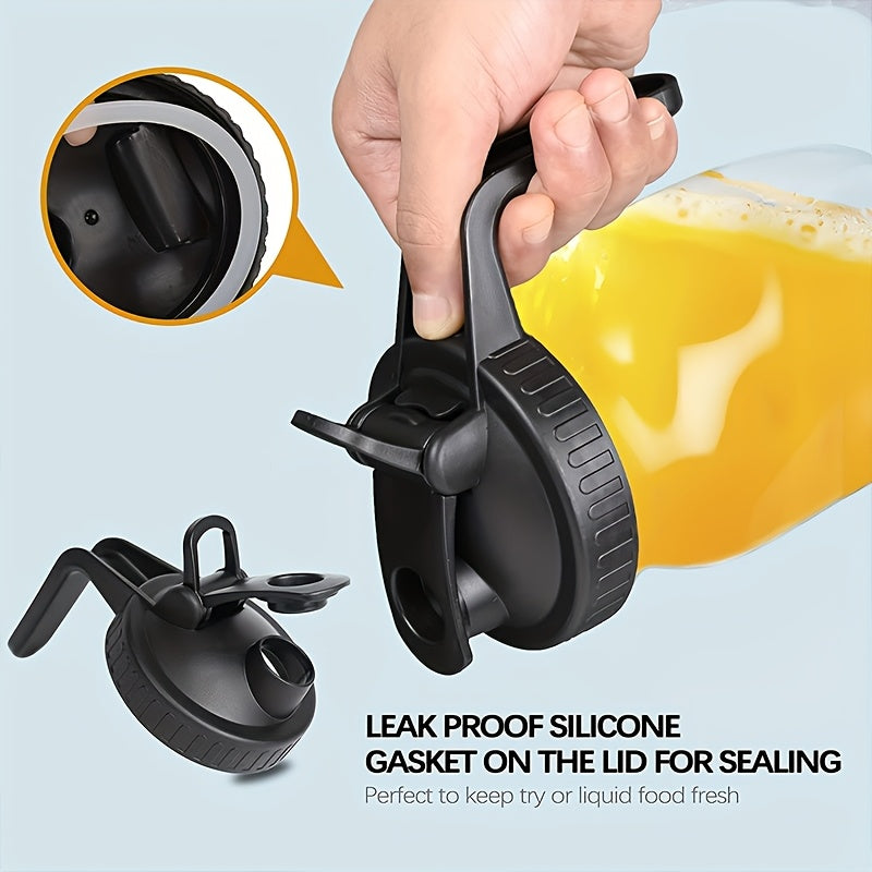 Qayta ishlatiladigan Mason bankasi qopqog'i, tutqichli, suyuqlik o'tkazmaydigan silikon yostiqli keng ochiq qopqoq