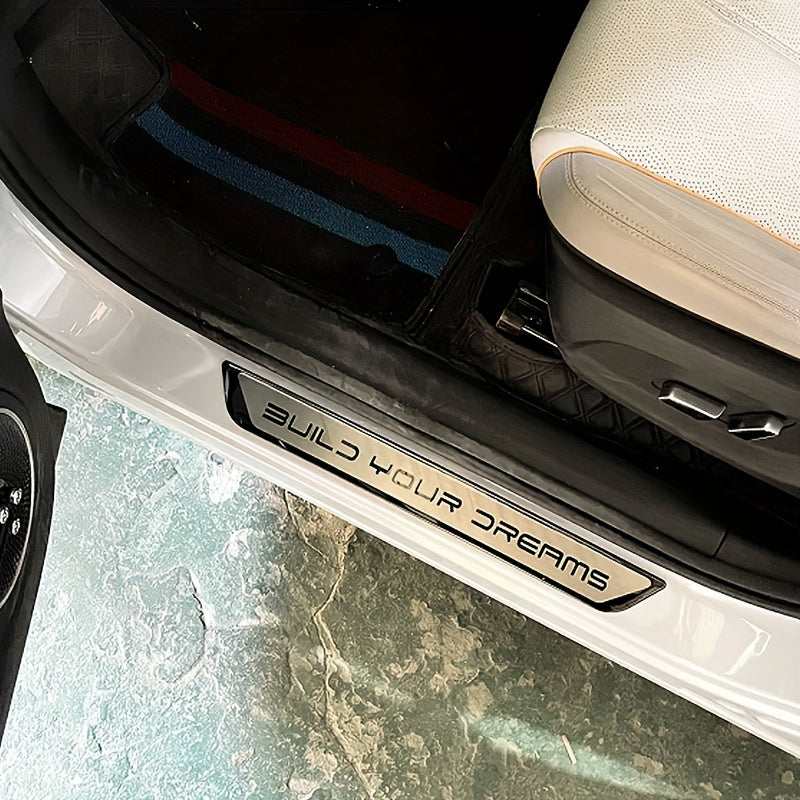 Car Exterior Door Sill Stainless Steel Welcome Pedal Anti-Scratch Carbon Fiber 4pcs