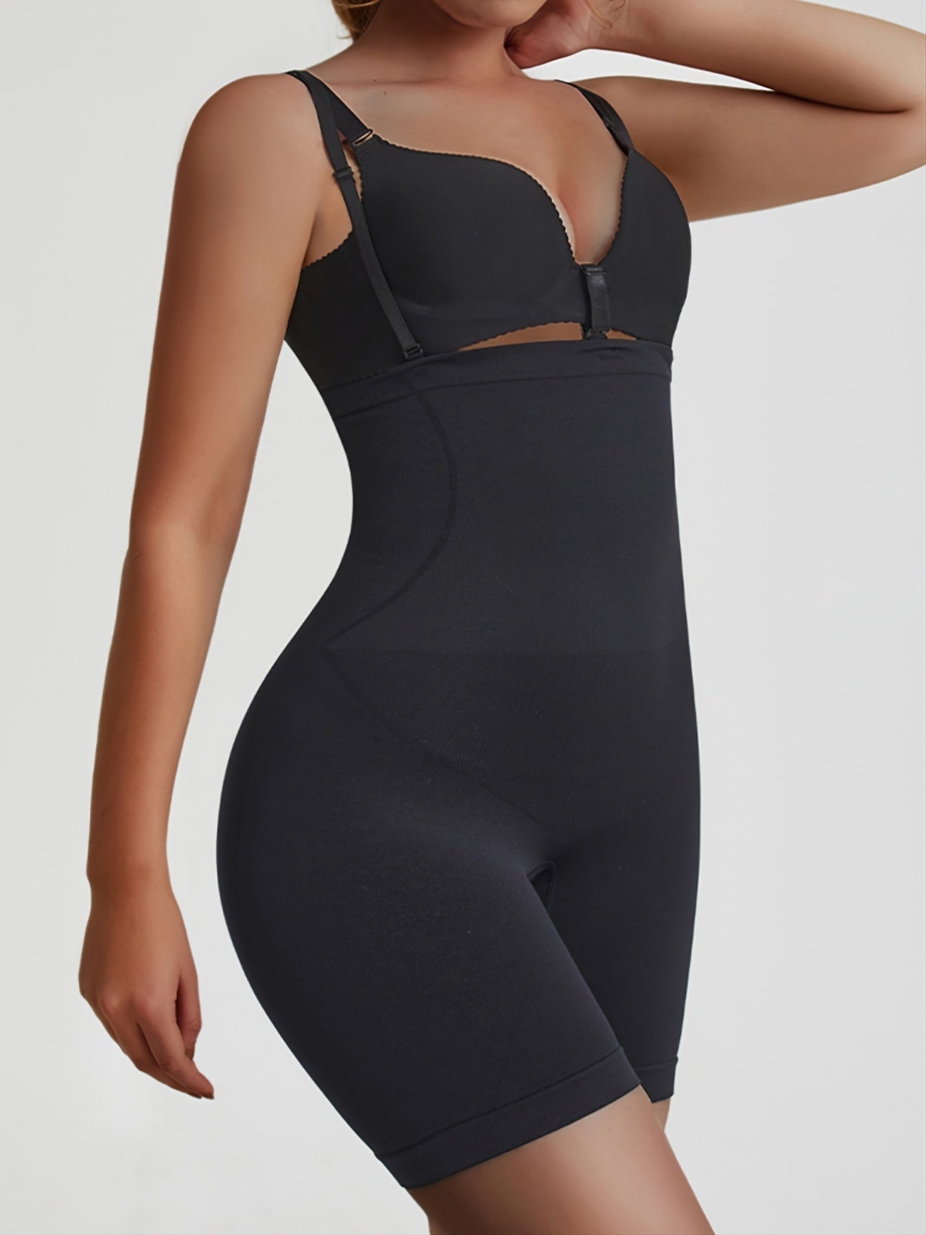 Pantalones de control de cintura alta para levantar glúteos, transpirables, moldeadores de abdomen, color sólido, nylon