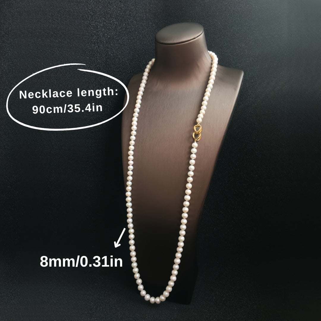 Vintage uslubidagi Moda Marvarid Uzun Tirnoq Zanjiri tabiiy marvaridlar bilan, Sevgi kuni yoki har qanday bayram moda kiyimlari uchun sovg'a berish uchun mukammal sovg'a qutisida taqdim etilgan.