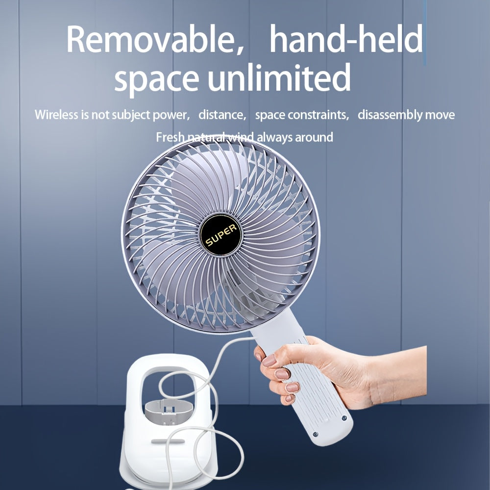 Rechargeable USB Fan with Detachable Foldable Handheld Clip-On Tabletop Design