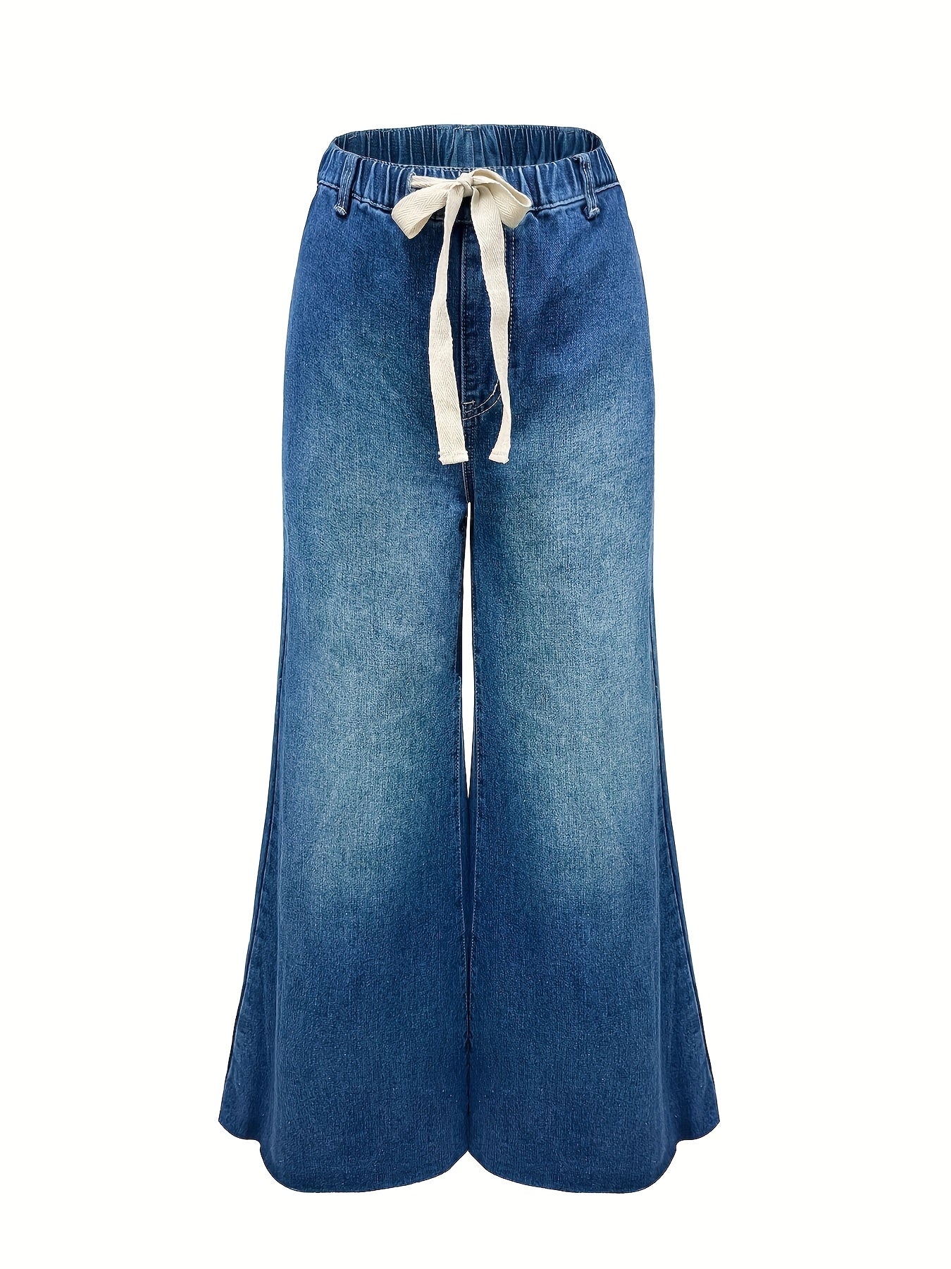 Women's High-Waisted Wide Leg Denim Jeans Casual Solid Cotton-Polyester All-Season