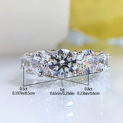 Moissanite Engagement Ring 1CT Five Diamond Wedding Band Sterling Silver