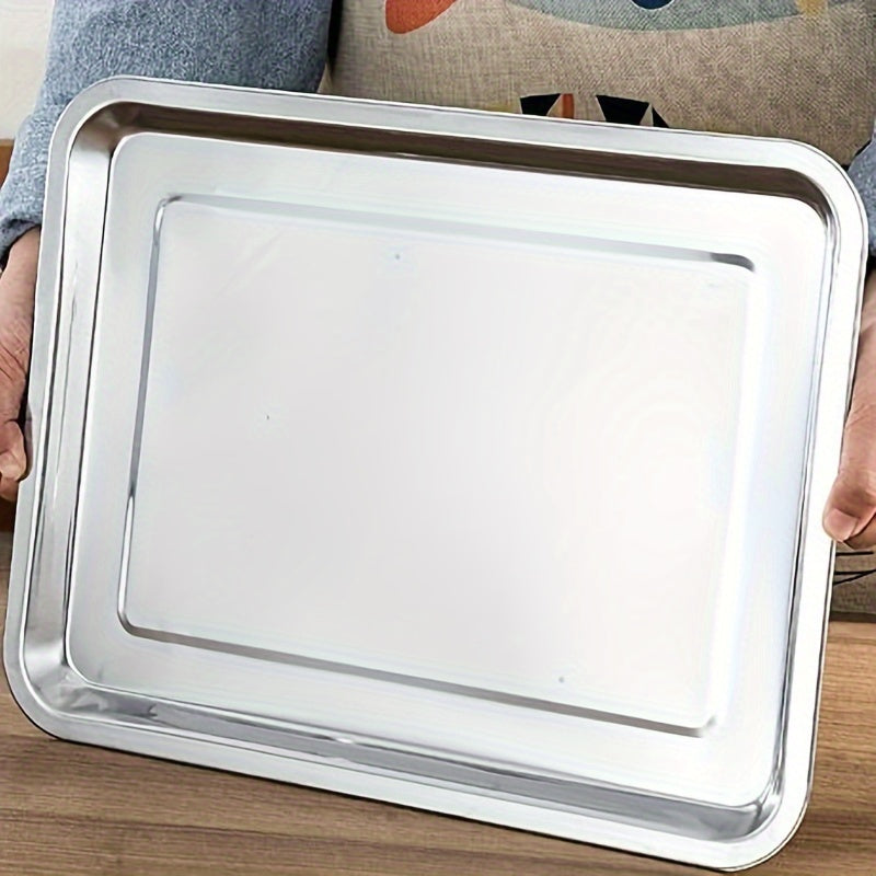 Stainless Steel Rectangular Serving Tray for BBQ Baking Steaming and Food Serving