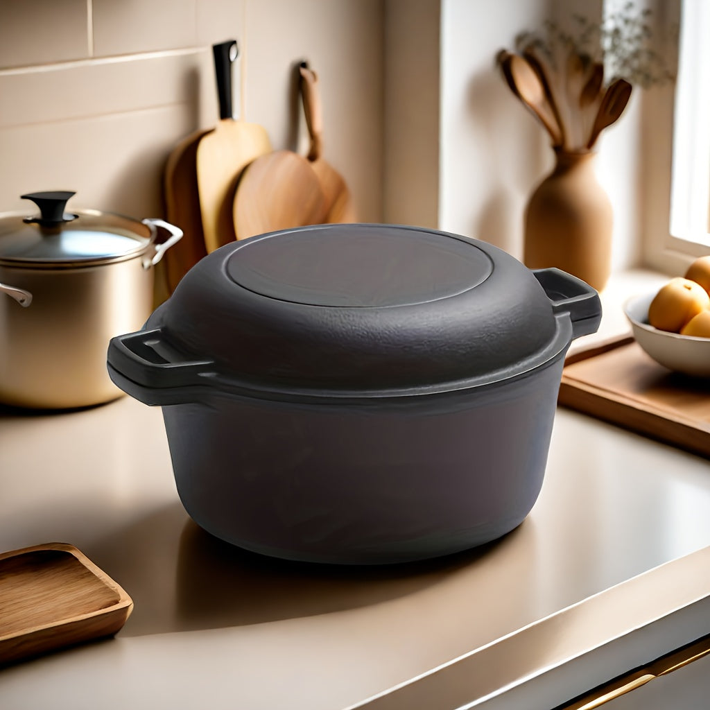 Cast Iron Skillet and Dutch Oven Set 25.98cm Pre-Seasoned for Frying Baking Camping