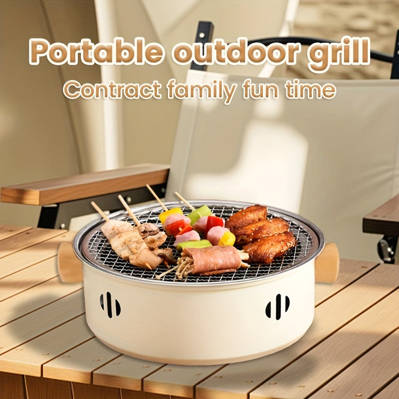 Stainless Steel Smokeless Charcoal BBQ Grill Portable Outdoor Cooking Stove