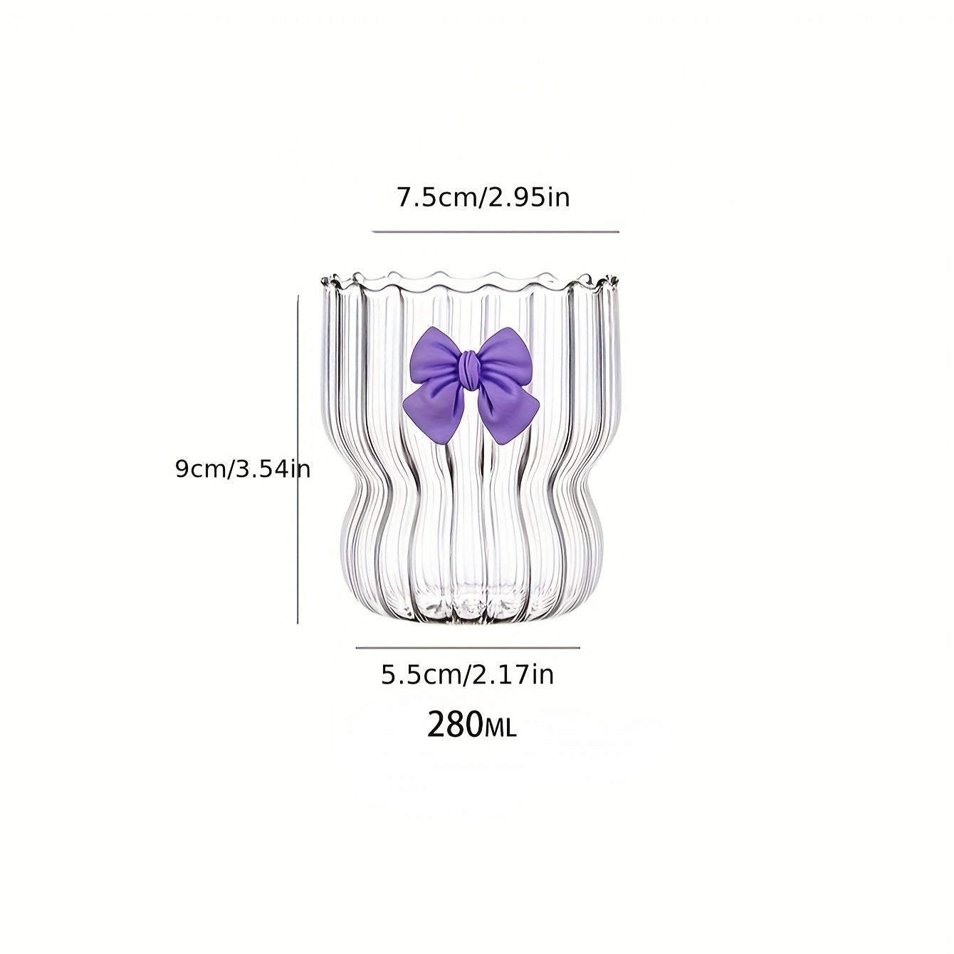 Qayta ishlatiladigan shisha qahva stakani, kamon dizayni bilan. Choy, limonad va turli ichimliklar uchun mos. Faqat qo'lda yuvish. 1 ta shisha stakan kiritilgan, solgich yo'q.