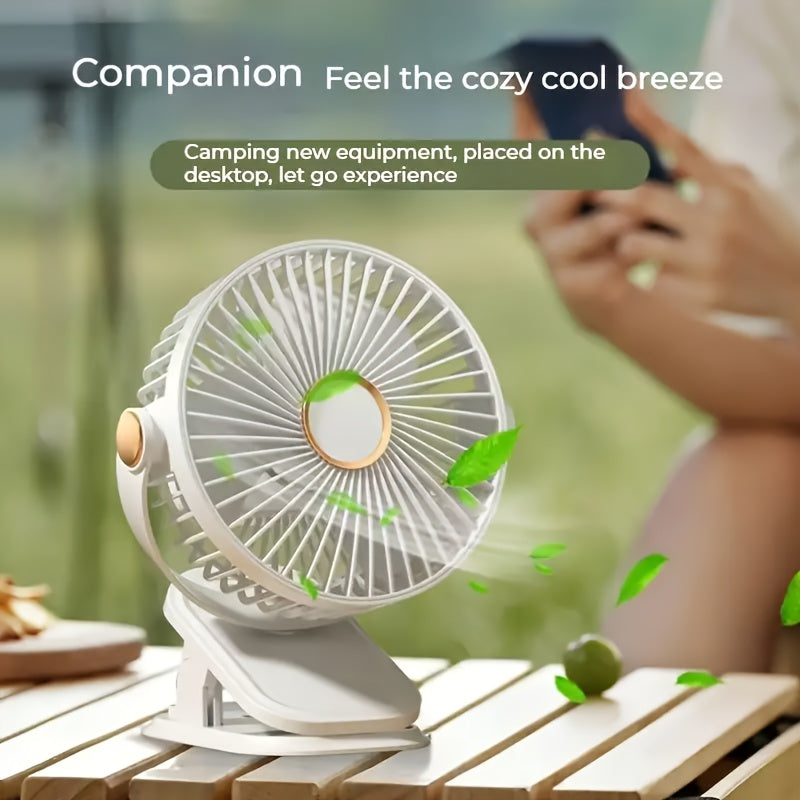 6-inch LED smart display clip-on desk fan with USB port for office outdoor travel
