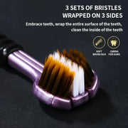 Set of Two Soft Bristle Adult Toothbrushes with 360-Degree 3D Wrapped Head and Ergonomic Handle
