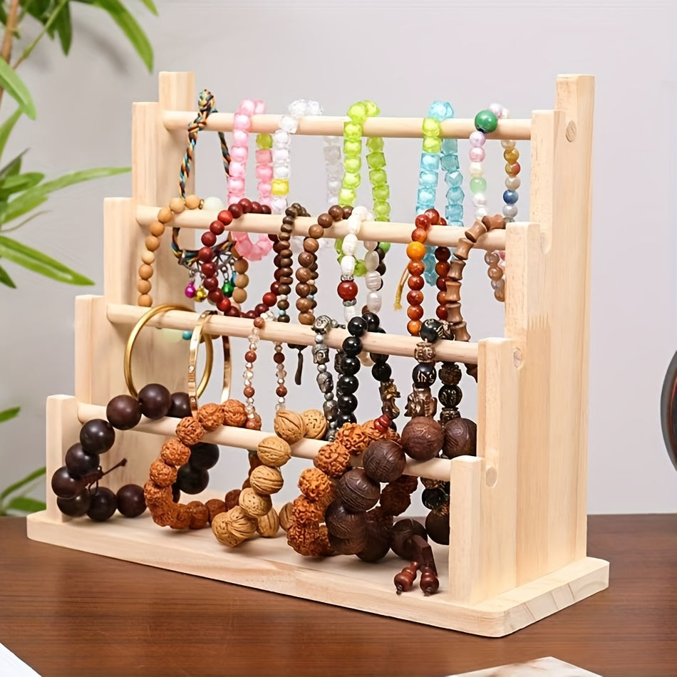 Multi-layer Wooden Jewelry Organizer Rack with 5 Shelves for Bedroom Storage