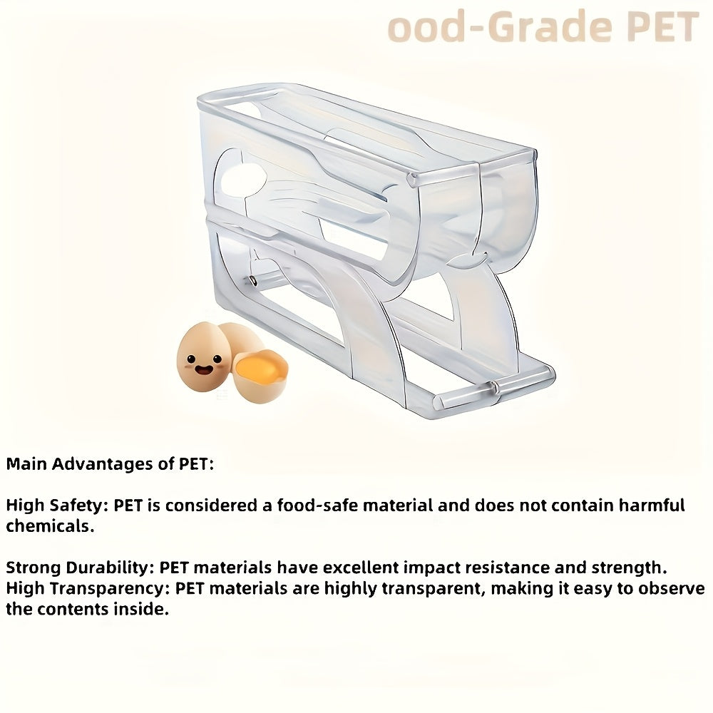 3-Tier Automatic Egg Holder for Fridge Transparent Plastic with Sliding Dispenser