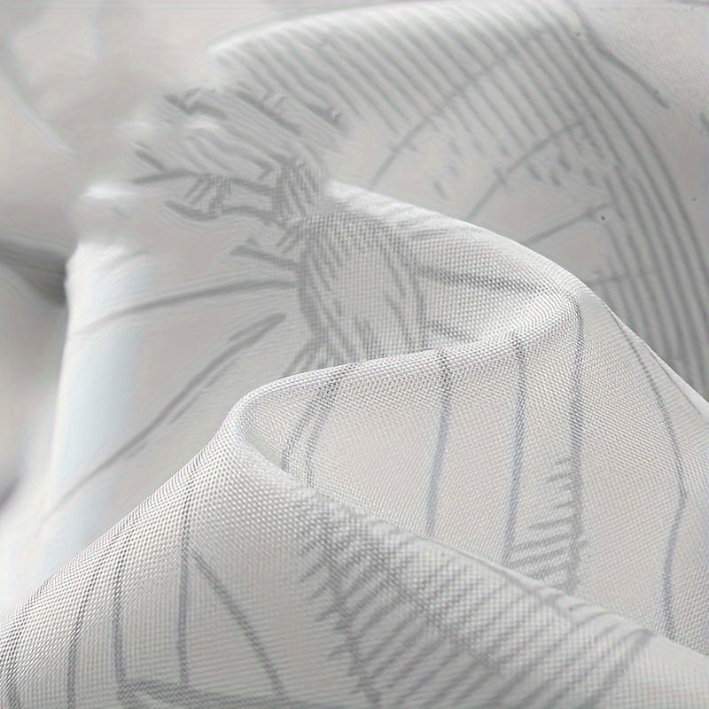 Gray Floral and Butterfly Shower Curtain Polyester Opaque Quick-Dry Machine Washable Easy No-Drill Installation