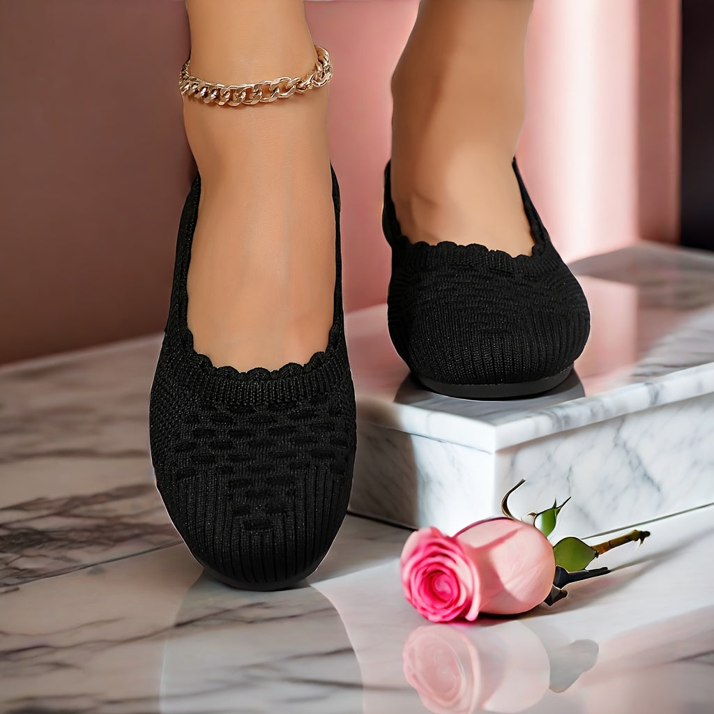Женские легкие туфли-слипы из дышащей тканой ткани для всех сезонов, черные