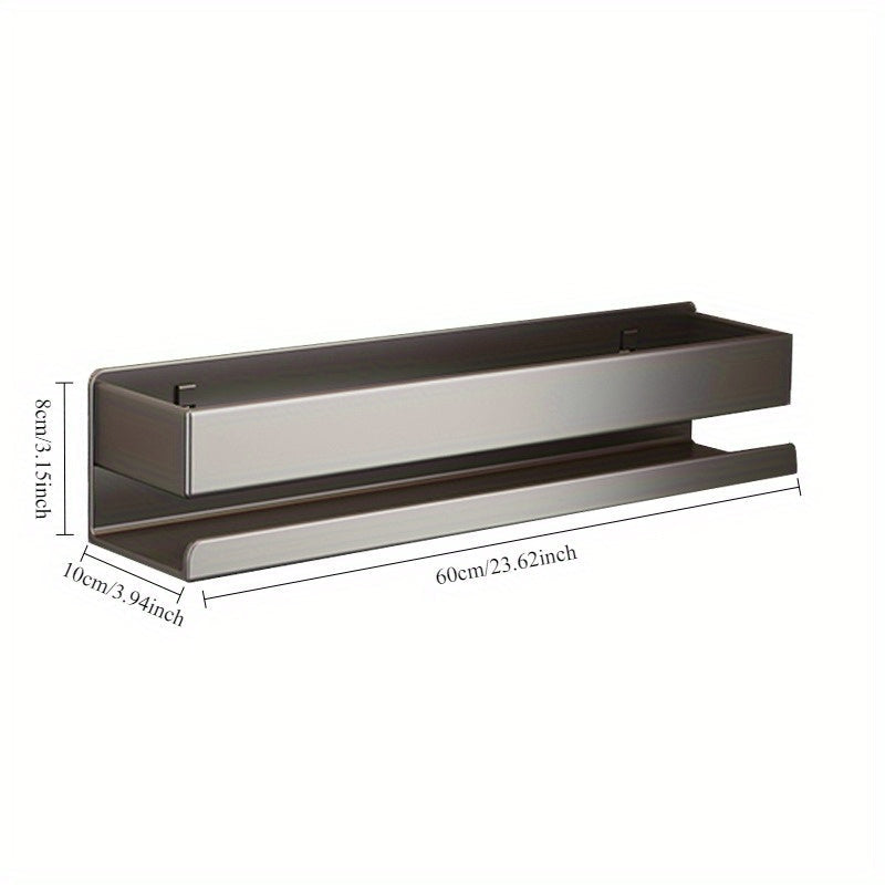 Wall-Mounted Stainless Steel Spice Rack with Containers, No Nails, Holds 15kg