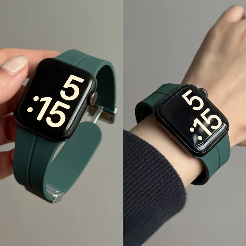 Silicone Watch Band for Apple Watch Series 9 8 7 SE Ultra Water-Resistant Magnetic Clasp