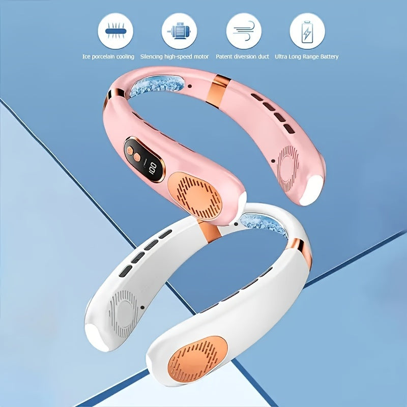 Portativ Bladeless bo'yin ventilyatori Oq Pushti USB qayta zaryadlanadigan Tinch Ichki Tashqi