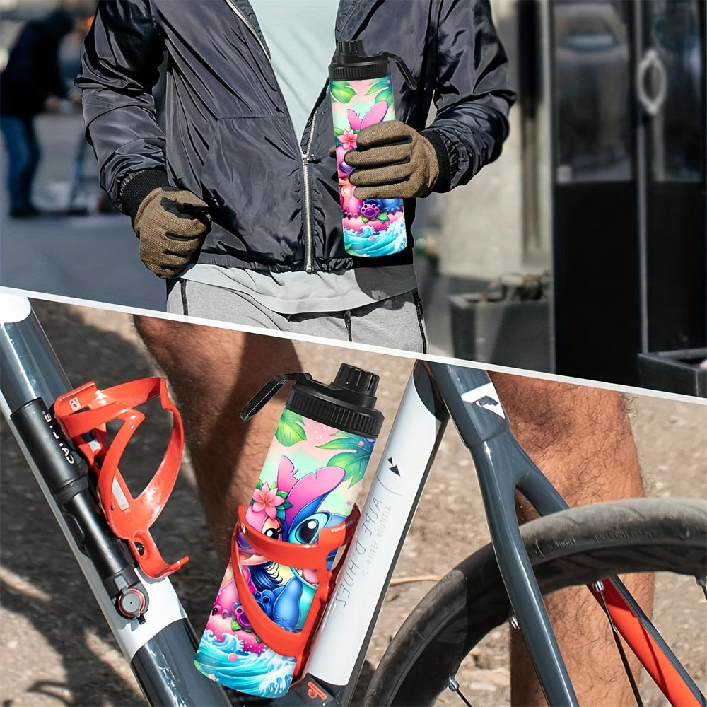 20oz Stainless Steel Water Bottle with Stitch and Angel Cartoon Characters Insulated Hot Cold Travel