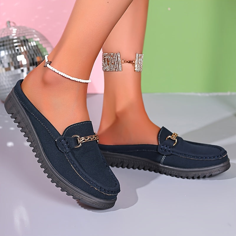 Women's Slip-On Loafers PU Cover Upper TPR Sole Casual Flats Black Brown Light Brown