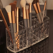 Organizador de maquillaje de acrílico con múltiples compartimentos, caja de almacenamiento transparente independiente para baño y sala de estar