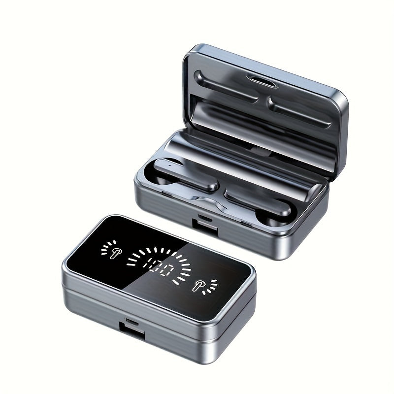 TWS Беспроводные наушники-вкладыши с сенсорным управлением, LED-дисплеем и открытым дизайном. Совместимы с мобильными телефонами для игр и взрослых. Зарядка через USB Type-C, конденсаторный микрофон и управление мультимедиа.