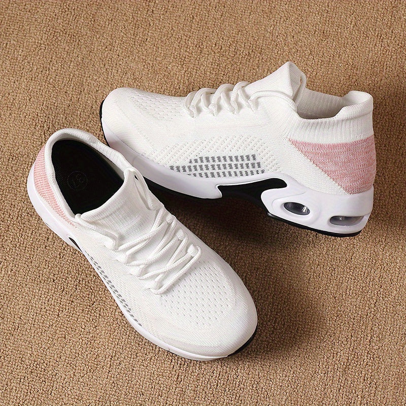 Women Breathable Knit Sock Sneakers Lightweight Casual Walking Shoes Pink White