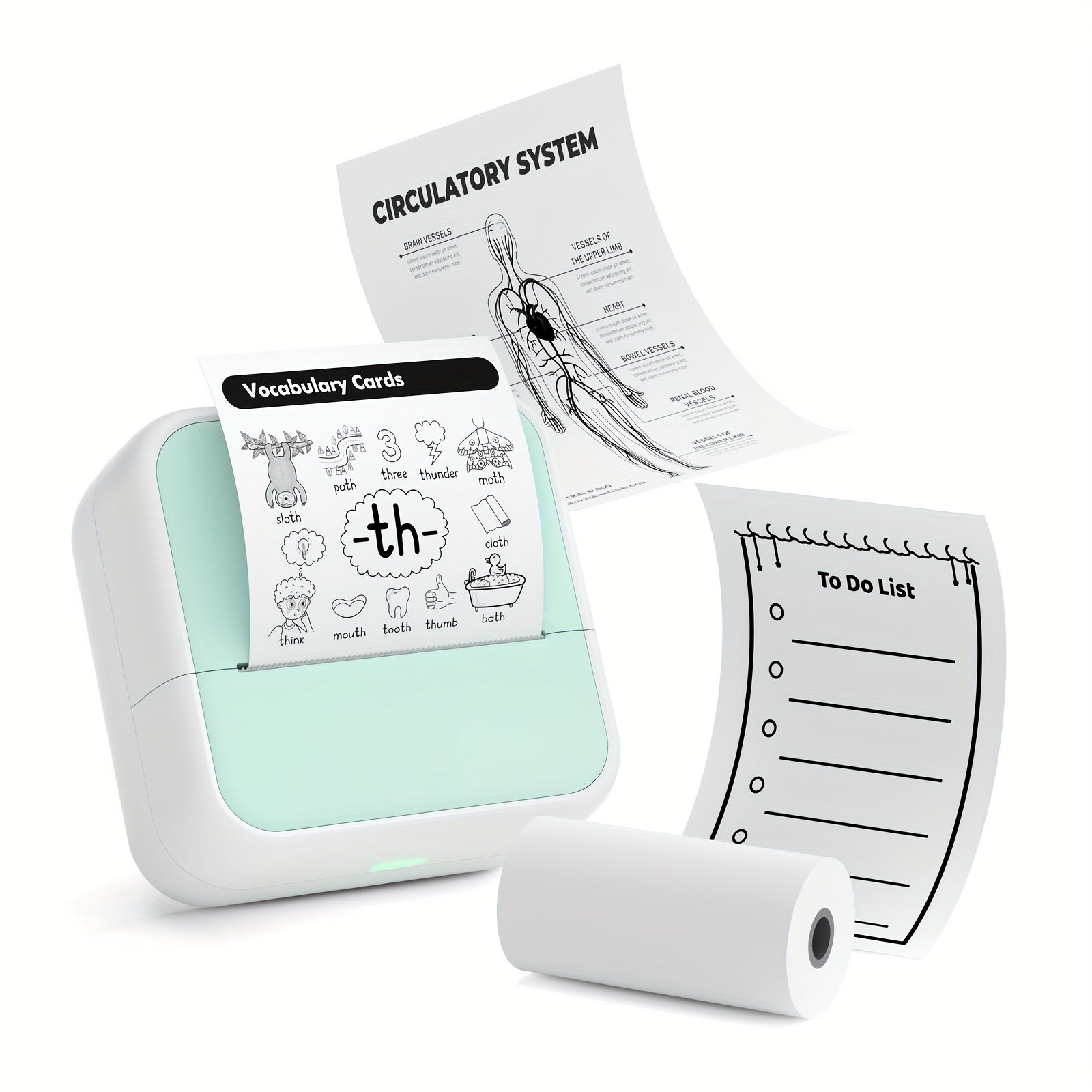 Portable Thermal Label Printer Wireless Battery-Powered for Android iOS Monochrome