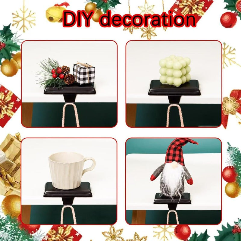 Multi-Functional Metal Fireplace Hooks for Holiday Decor Stockings Ornaments