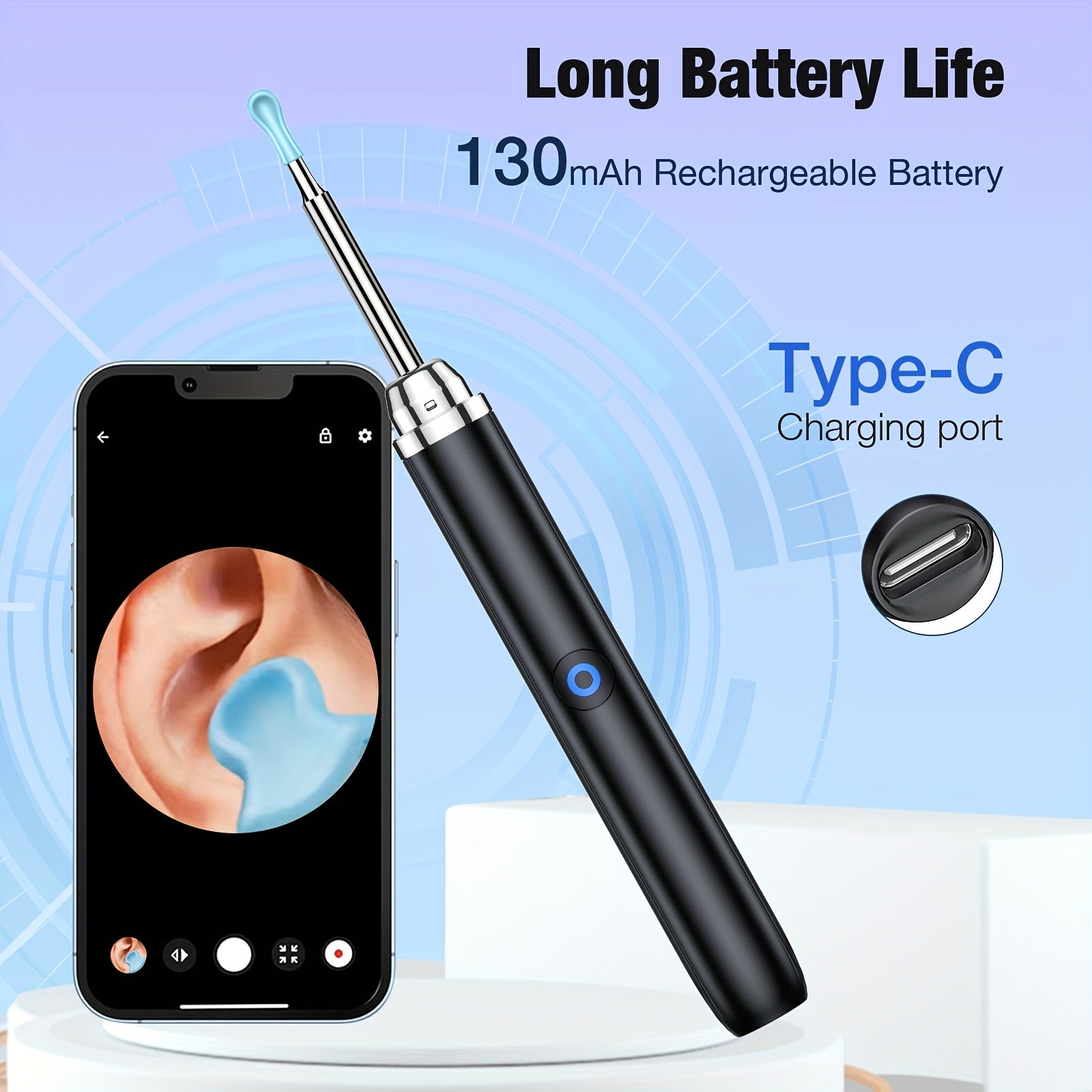 Limpiador de oídos recargable con cámara y herramientas para eliminar cera para adultos