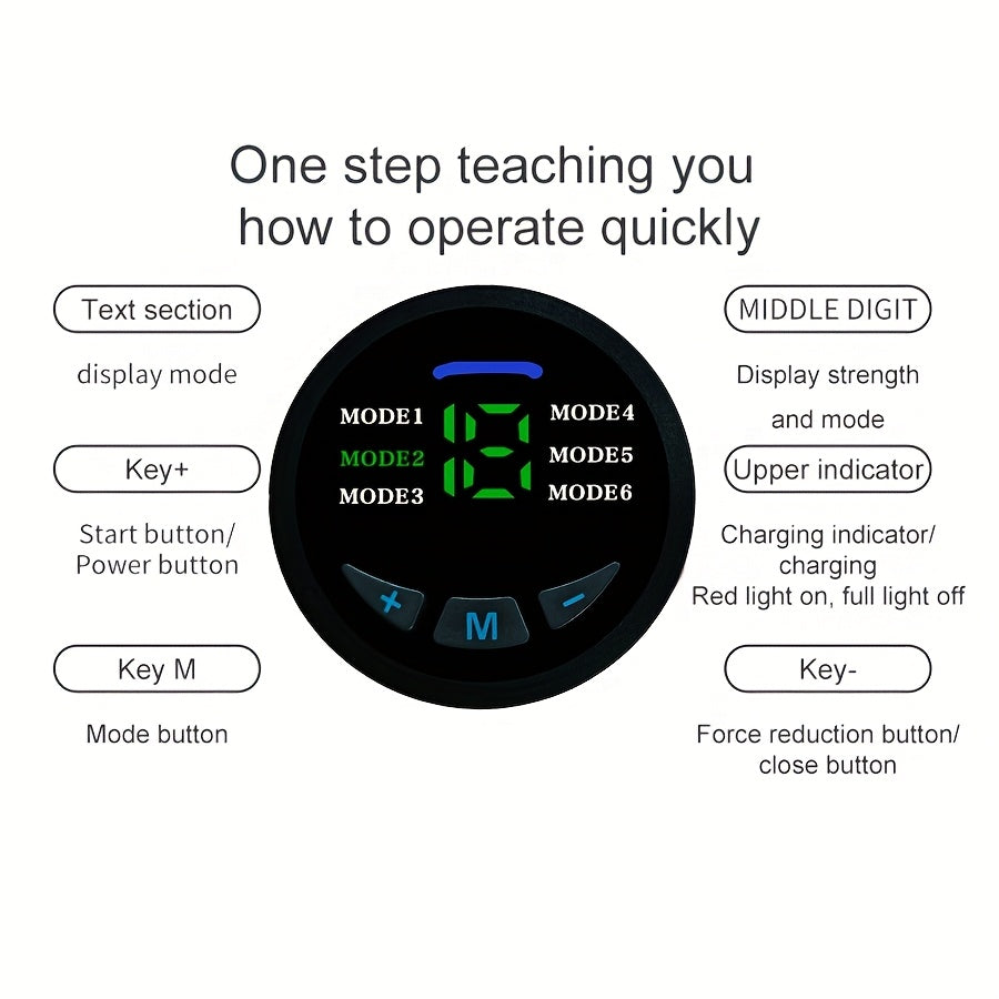 USB Charging EMS Abdominal Massage Belt with 6 Modes 18 Intensities 15-Minute Timer