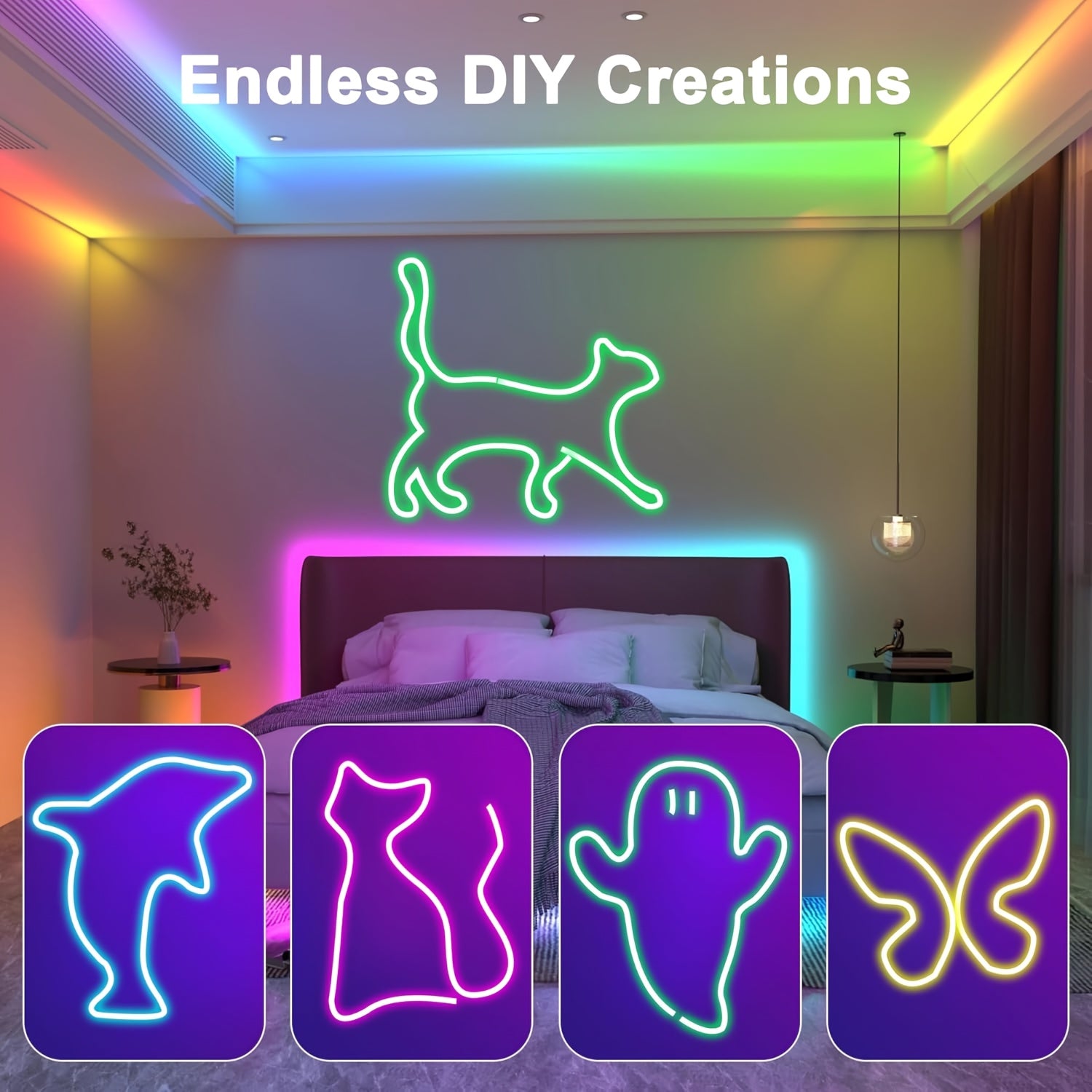RGB Neon Light Strip USB Powered Remote Control Multicolor for Parties Holidays and Valentine's Day