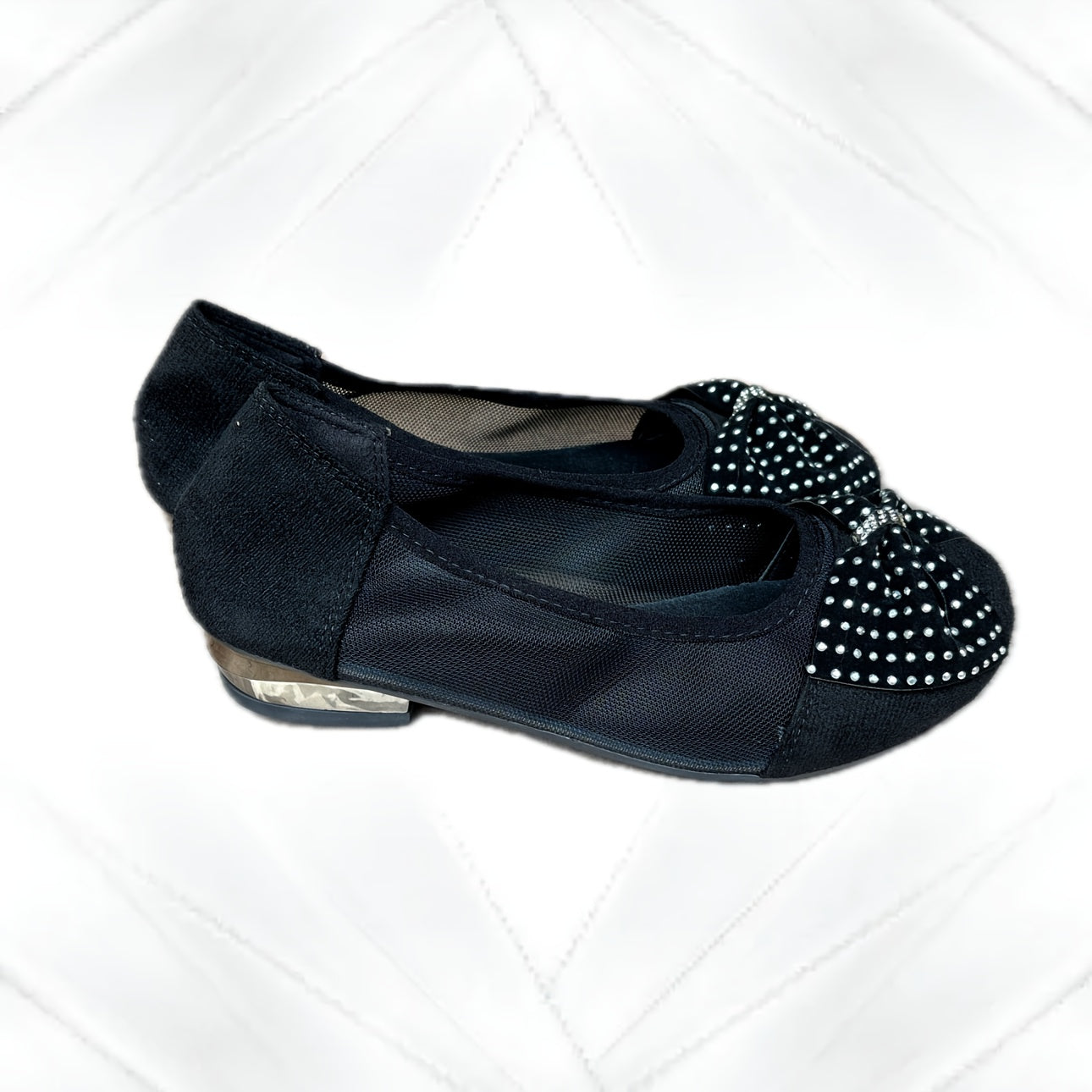 Women's Mesh Low Heel Pumps with Bowknot and Round Toe