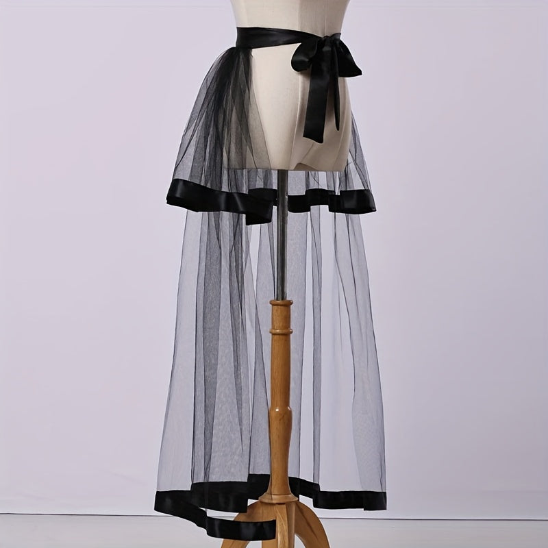 Elegant Bridal Tulle Skirt with Double Layer Ribbon for Wedding or Prom