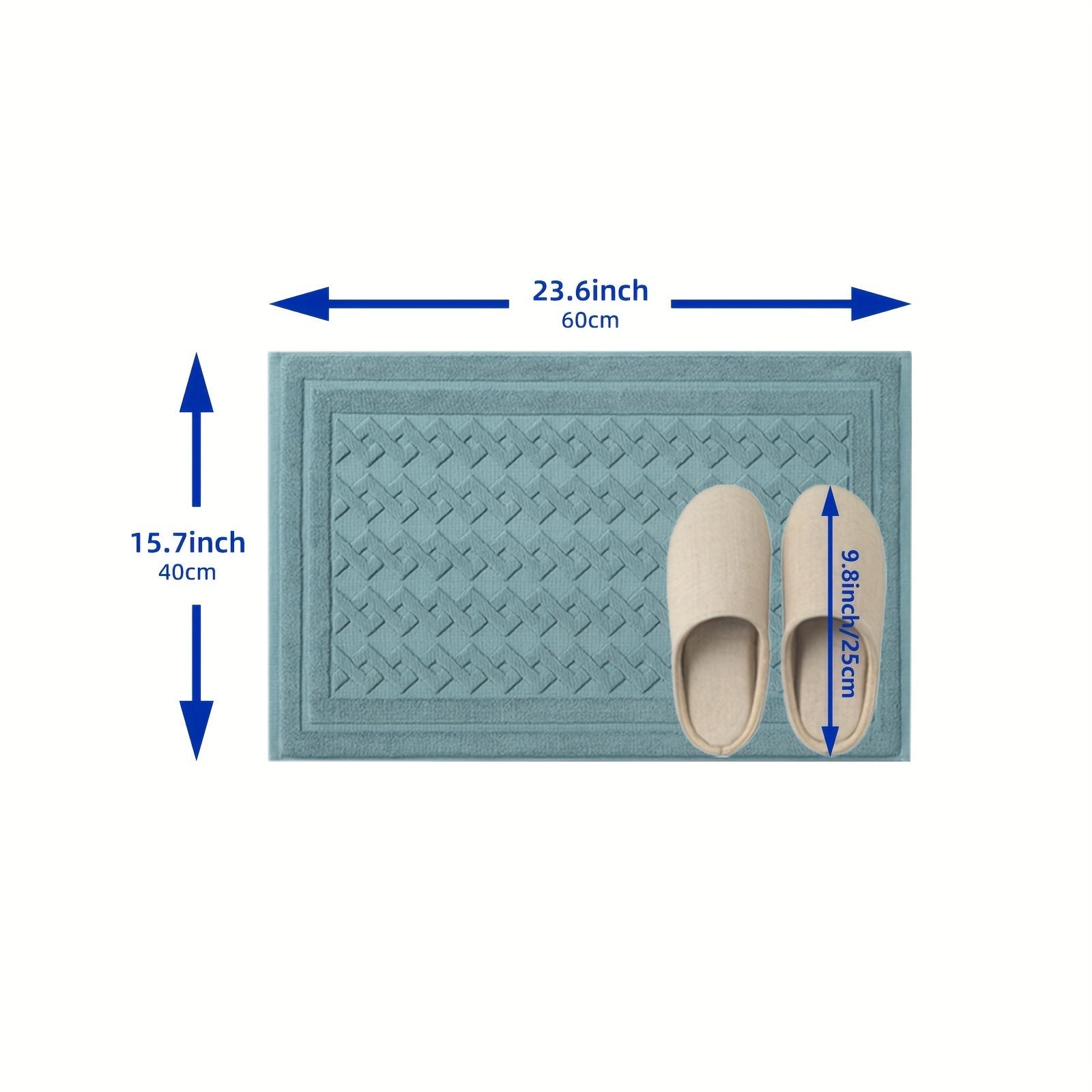 Non-Slip Bath Mat Absorbent Square Rug with Striped or Solid Colors for Bathroom Safety