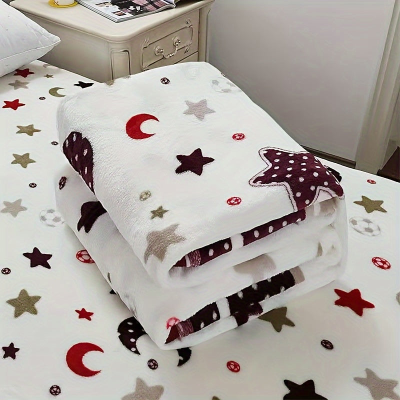 Голубое и белое полосатое одеяло из кораллового флиса с оленями, мягкое и уютное плюшевое для детей и взрослых