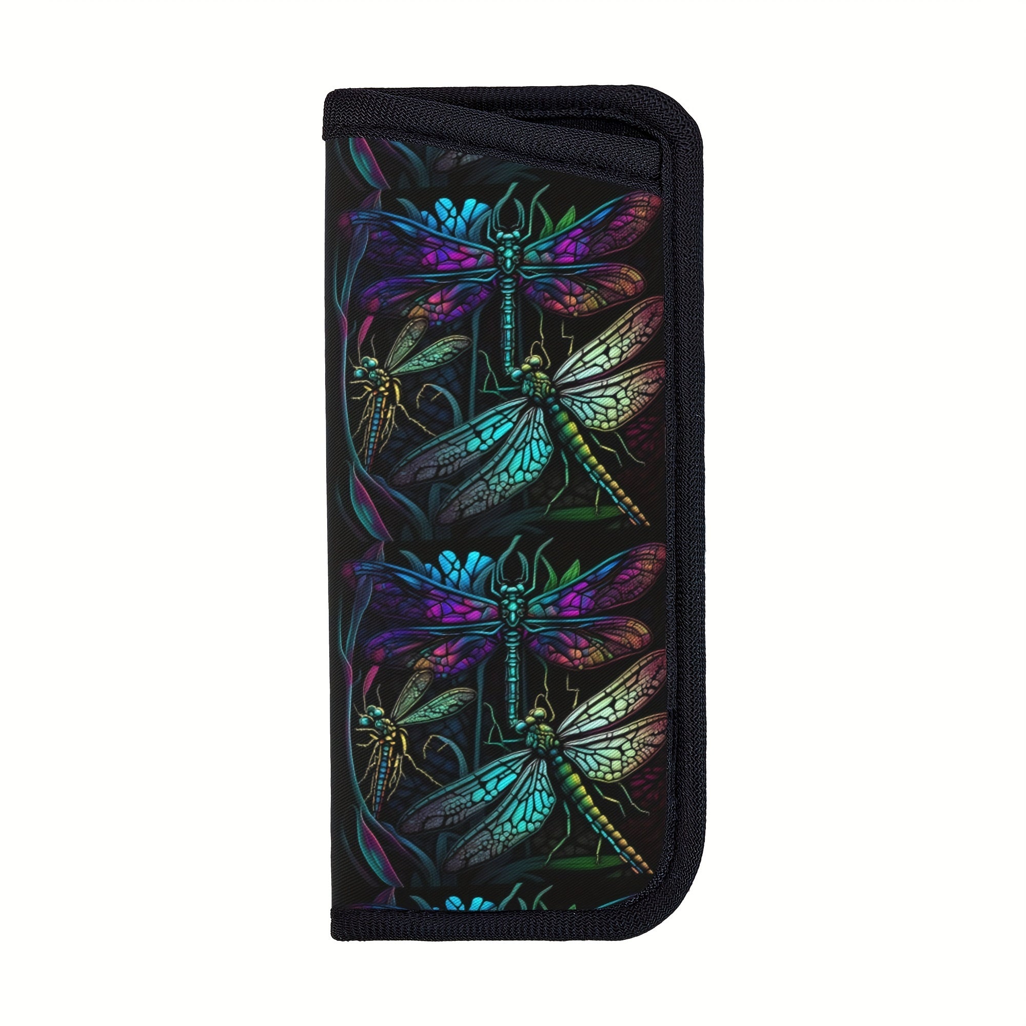 Yog'ochli shisha drakonfly neopren ko'zoynaklar qutisi, chidamli, yumshoq ko'zoynak qopqog'i