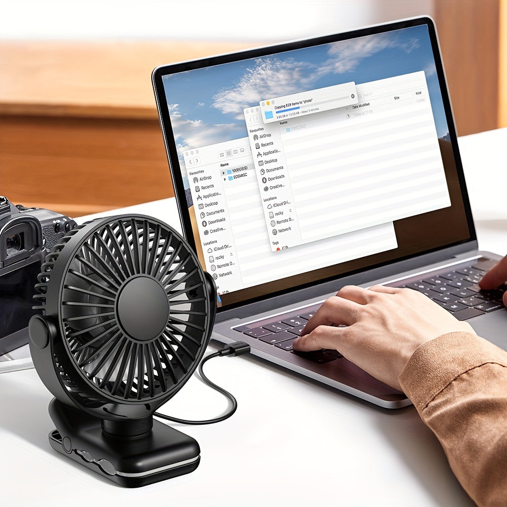 USB Clip Desk Fan with Brushless Motor Whisper-Quiet Strong Clamp Stylish Compact