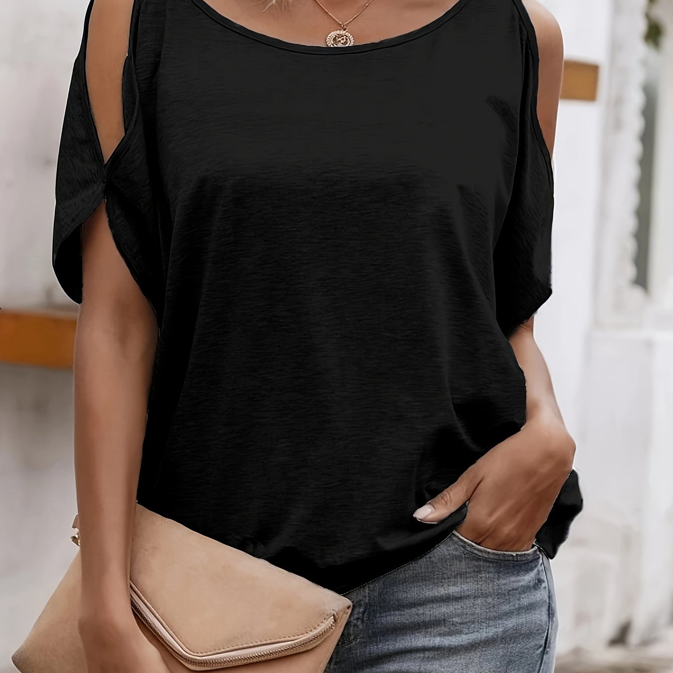 Women's Strapless Knit Top Made of 100% Polyester Casual Spring Fall Versatile Solid Color