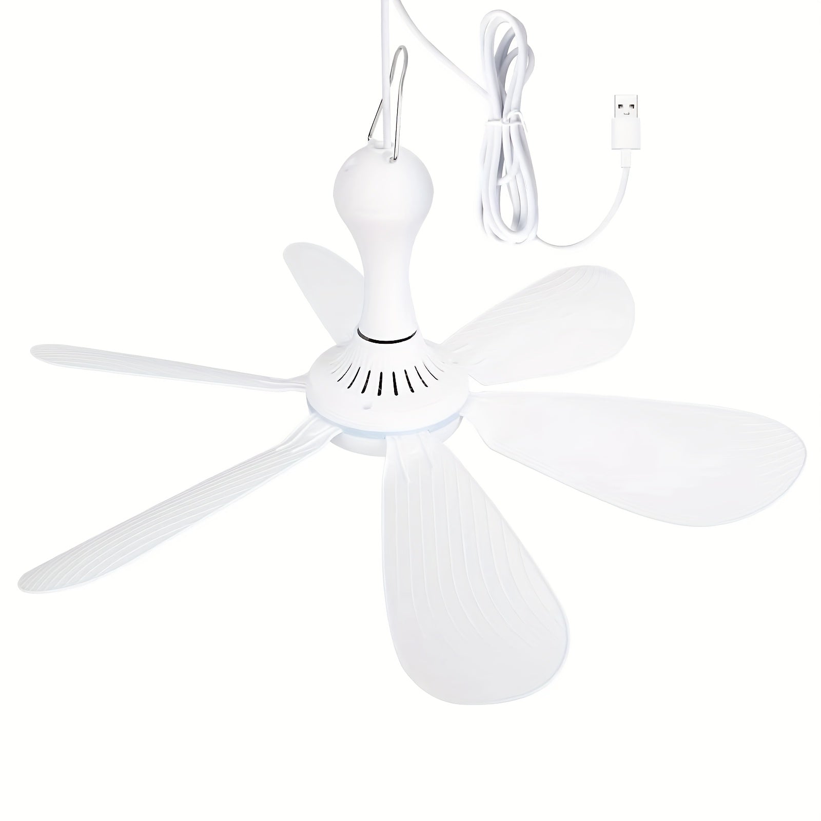 USB Ceiling Fan for Camping Dorms Tents Silent Portable 6-Leaf