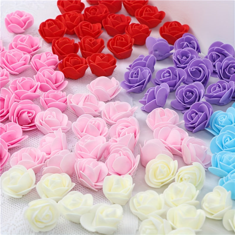 Artificial Red Rose Heads for Valentine's Day Wedding Decor and Gift Accessories 100 Pieces