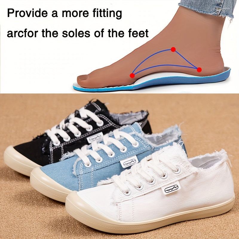 Women’s Casual Striped Canvas Shoes Flat Sneakers Breathable Round Toe